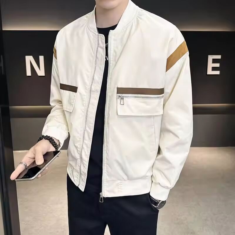 Spring and Autumn Outerwear Men's Workwear Top 2024 New Slim Fit Men's Baseball Collar Jacket Pilot's Clothing