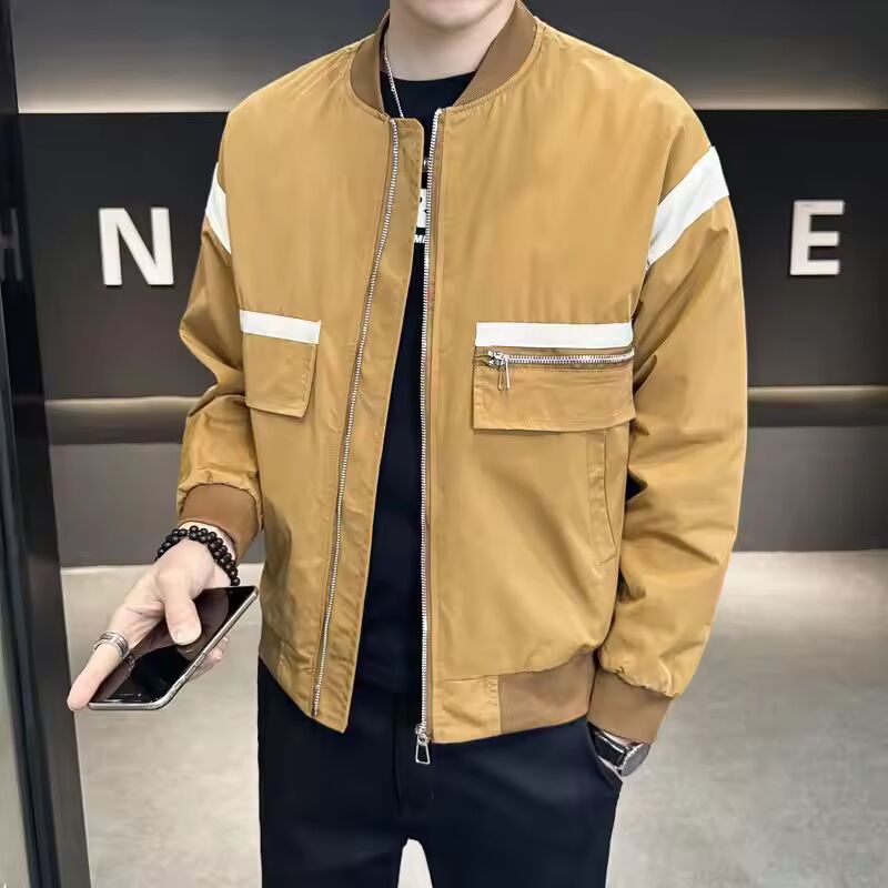 Spring and Autumn Outerwear Men's Workwear Top 2024 New Slim Fit Men's Baseball Collar Jacket Pilot's Clothing